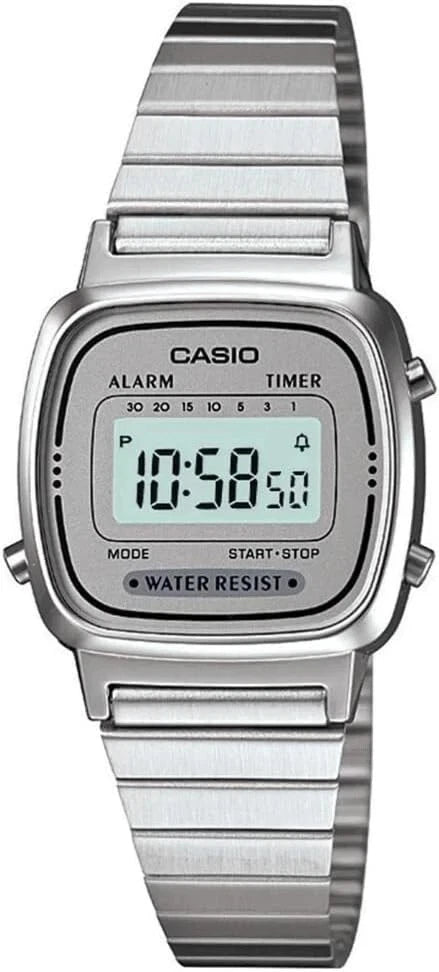 CASIO VINTAGE LA670WA-7D Women's Silver Digital Petite Watch - Casio Classics
