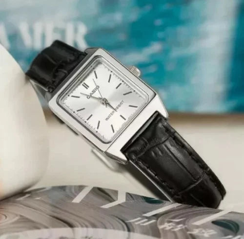 CASIO VINTAGE LTP-V007L-7E1U Ladies Black Leather Watch - Casio Classics