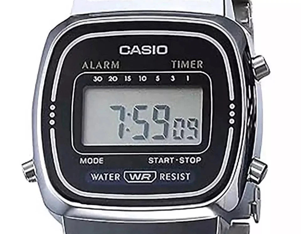 Casio Vintage Watch LA670WA-1 Women's Silver Digital Watches - Casio Classics